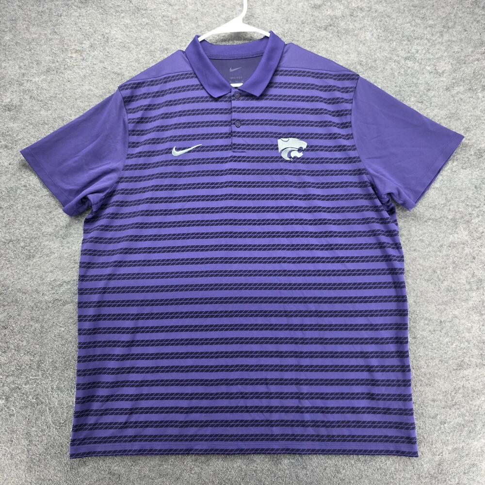 Nike Dri-FIT Polo Shirt Mens XL Purple Striped Golf Performance Moisture Wicking